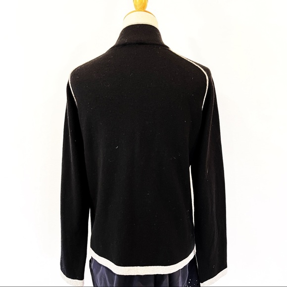 Cashmere and Silk Black Zip Front Sweater Black Gray Small Made in Italy - Picture 5 of 9